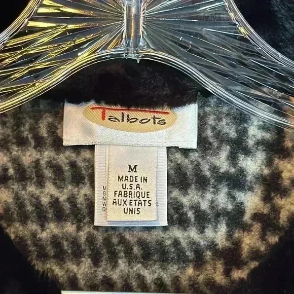 Vintage Talbots Jacket Womens M Black Plaid Faux Fur Collar Full Zip - Picture 2 of 5